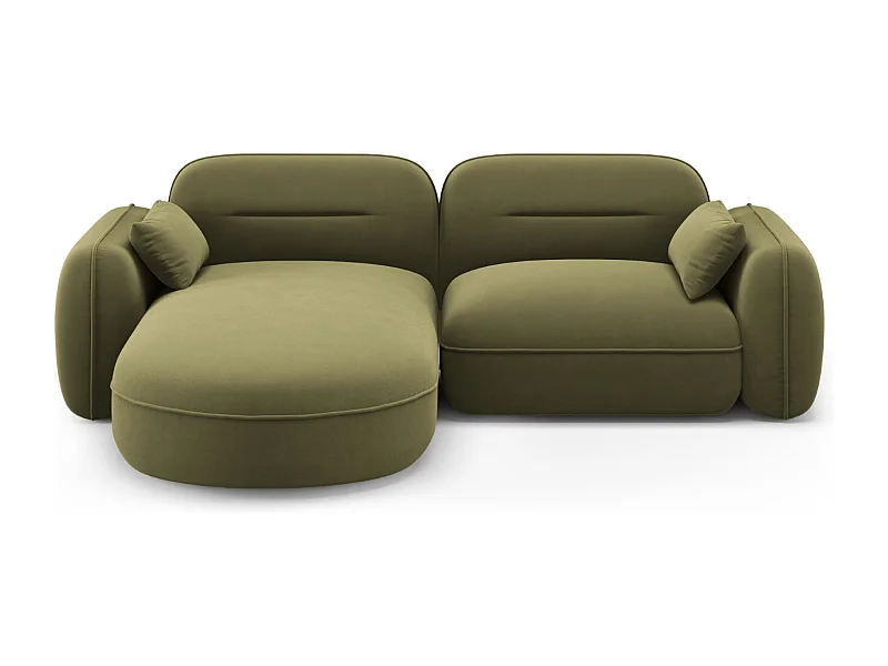 Cosmopolitan Design - Sofá modular de canto esquerdo "Sydney" 3 lugares em veludo verde claro - 230x165x70cm