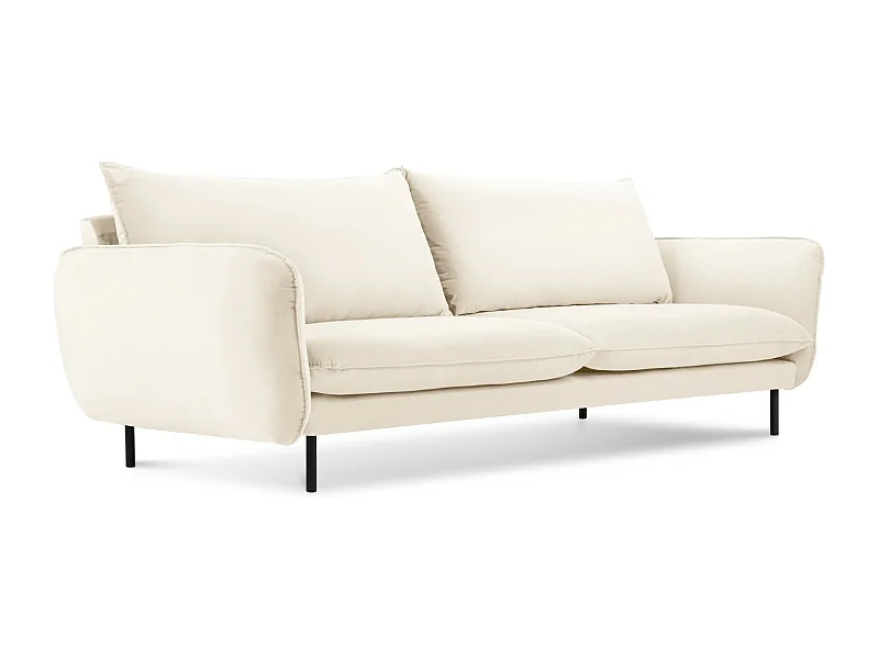 Cosmopolitan Design - Sofá "Vienna" 4 lugares em veludo bege claro - 230x92x95cm