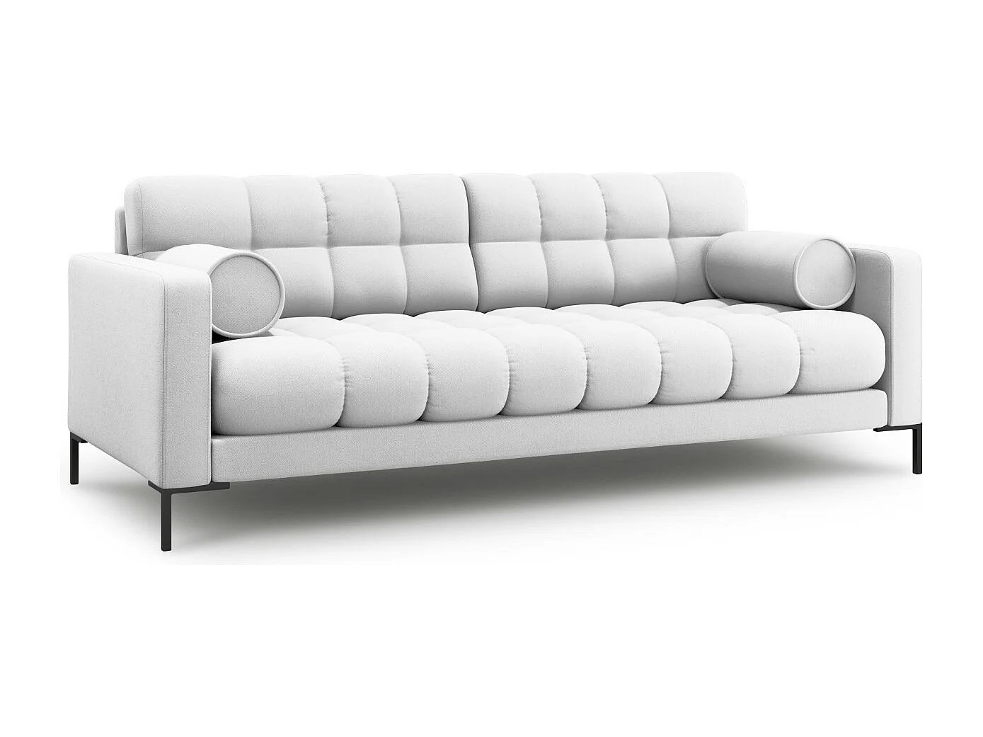 Cosmopolitan Design - Bank "Bali" 3 zitplaatsen, Structurele stof, Lichtgrijs - 177x92x75cm