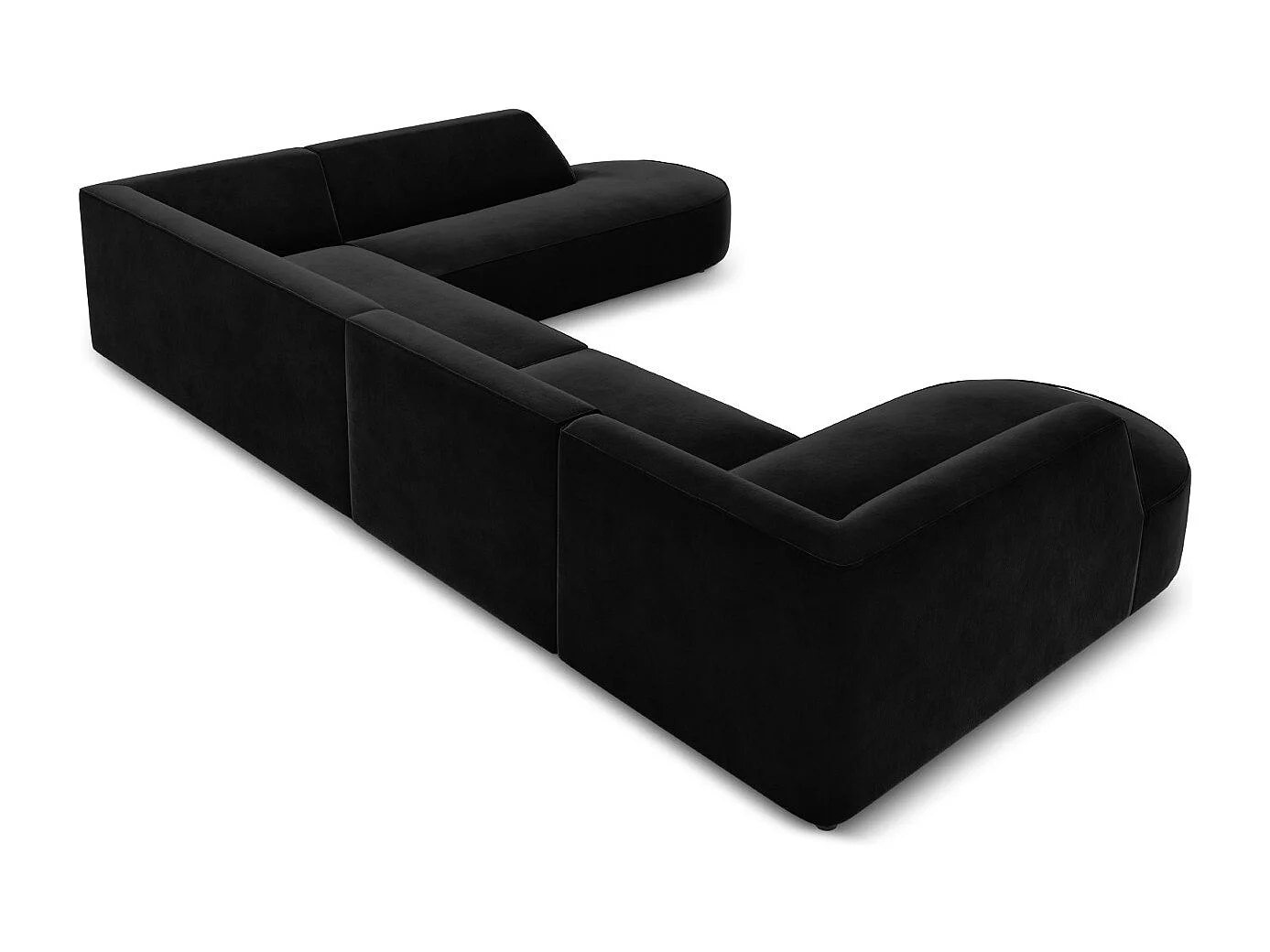 CXL by Christian Lacroix - Panoramische hoekbank rechts "Charles" 7 zitplaatsen, Flueel, Zwart - 366x273x69cm