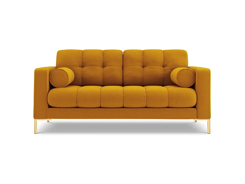 Cosmopolitan Design - 2-Sitzer Sofa "Bali" aus strukturiertem Stoff gelb - 152x92x75cm