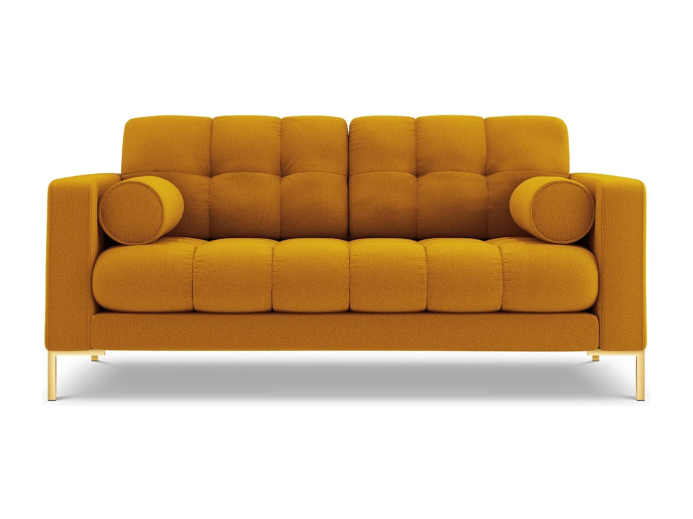 Cosmopolitan Design - Bank "Bali" 2 zitplaatsen, Structurele stof, GEEL - 152x92x75cm