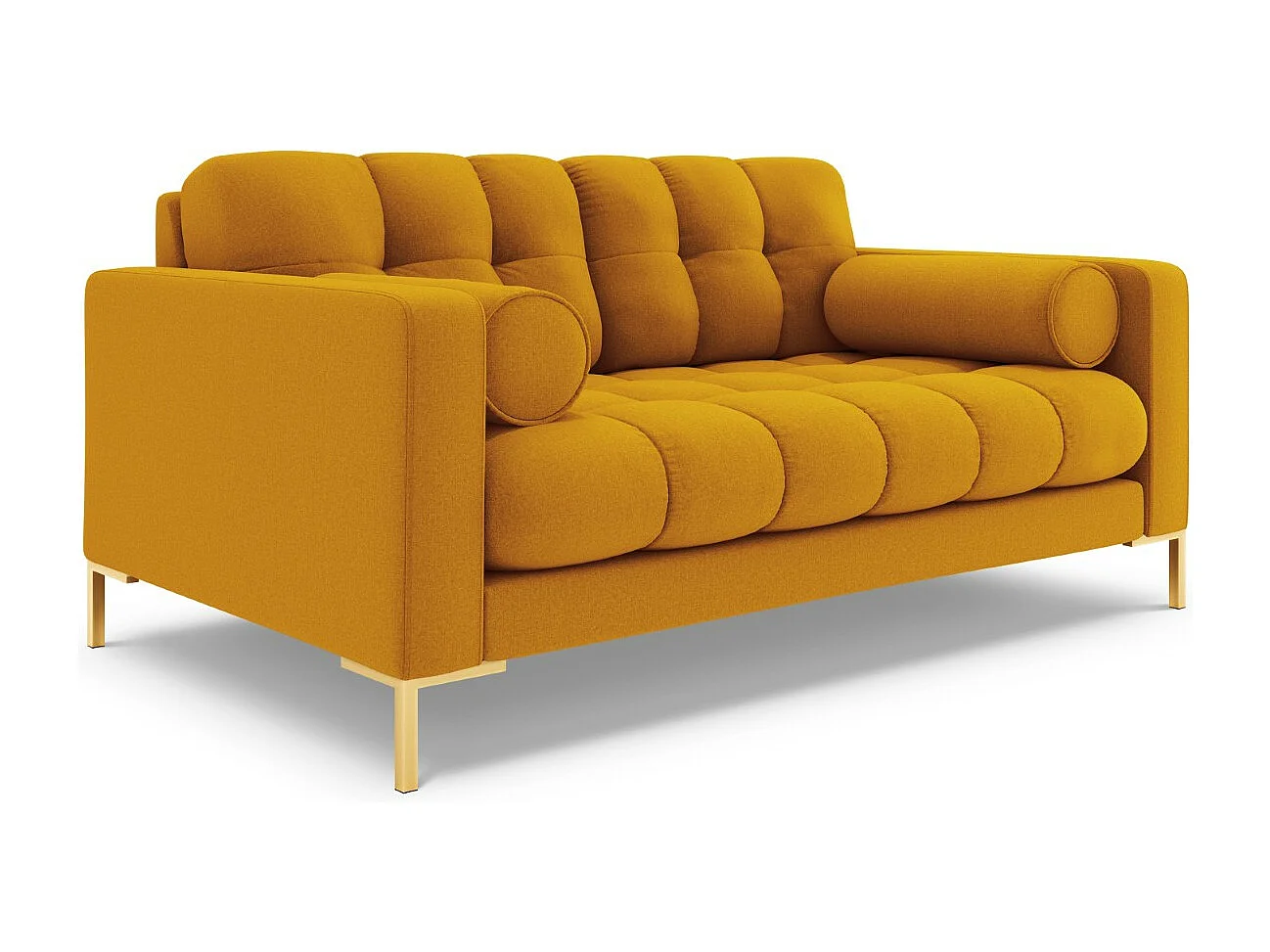 Cosmopolitan Design - Bank "Bali" 2 zitplaatsen, Structurele stof, GEEL - 152x92x75cm