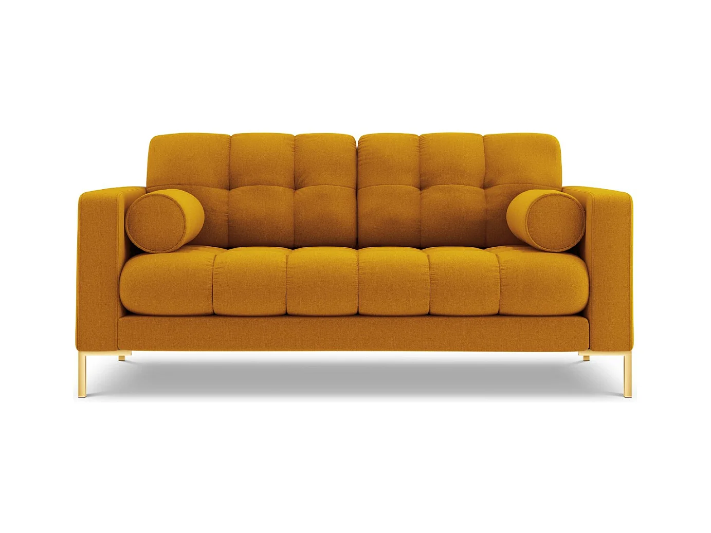 Cosmopolitan Design - Bank "Bali" 2 zitplaatsen, Structurele stof, GEEL - 152x92x75cm