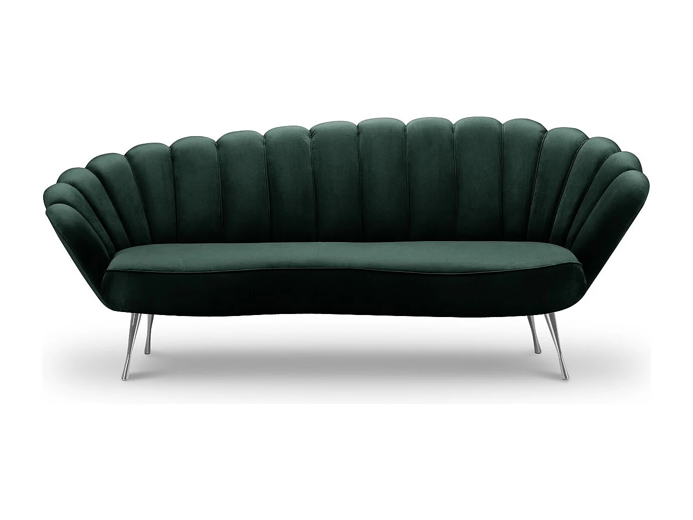 Cosmopolitan Design - Canapé "Kingston" 3 places en velours vert bouteille - 224x95x85cm