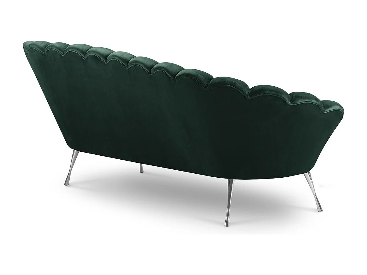 Cosmopolitan Design - Canapé "Kingston" 3 places en velours vert bouteille - 224x95x85cm