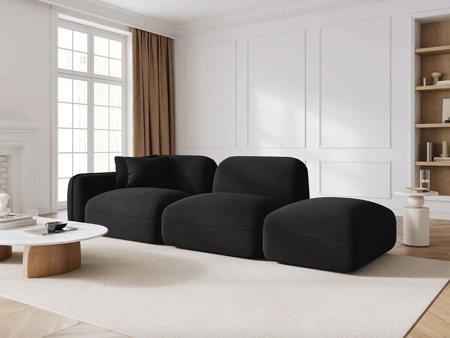CXL by Christian Lacroix - 3-Sitzer modulares Sofa rechts "Lucien" Sitzer aus Samt schwarz - 295x90x70cm