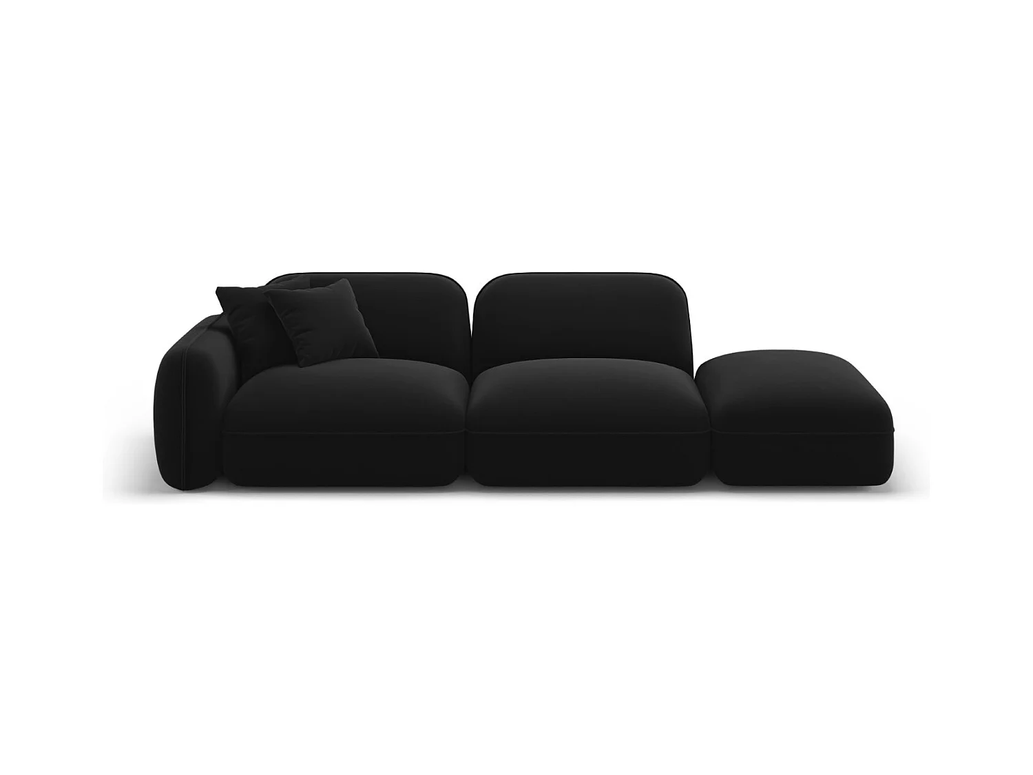 CXL by Christian Lacroix - Rechte modulaire bank "Lucien" 3 zitplaatsen, Flueel, Zwart - 295x90x70cm