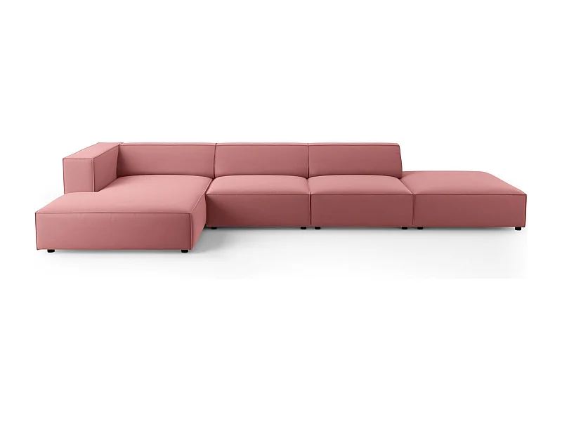 Cosmopolitan Design - 5-Sitzer Ecksofa links "Arendal" aus Samt lachs - 341x166x70cm