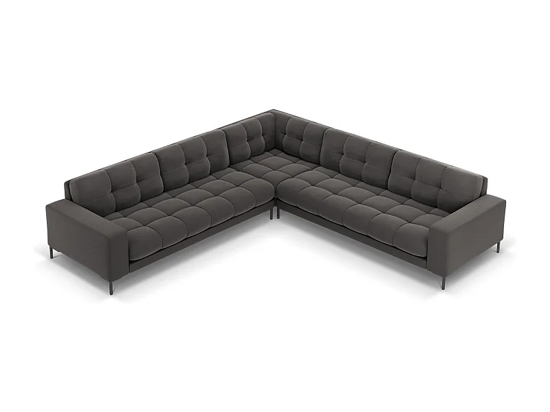 Cosmopolitan Design - 6-Sitzer wendbares Ecksofa "Bali" aus Samt dunkelgrau - 256x256x75cm