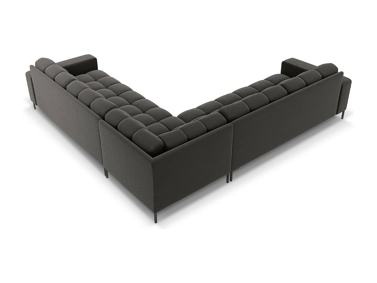 Cosmopolitan Design - Divano angolare reversibile "Bali" 6 posti in velluto grigio scuro - 256x256x75cm