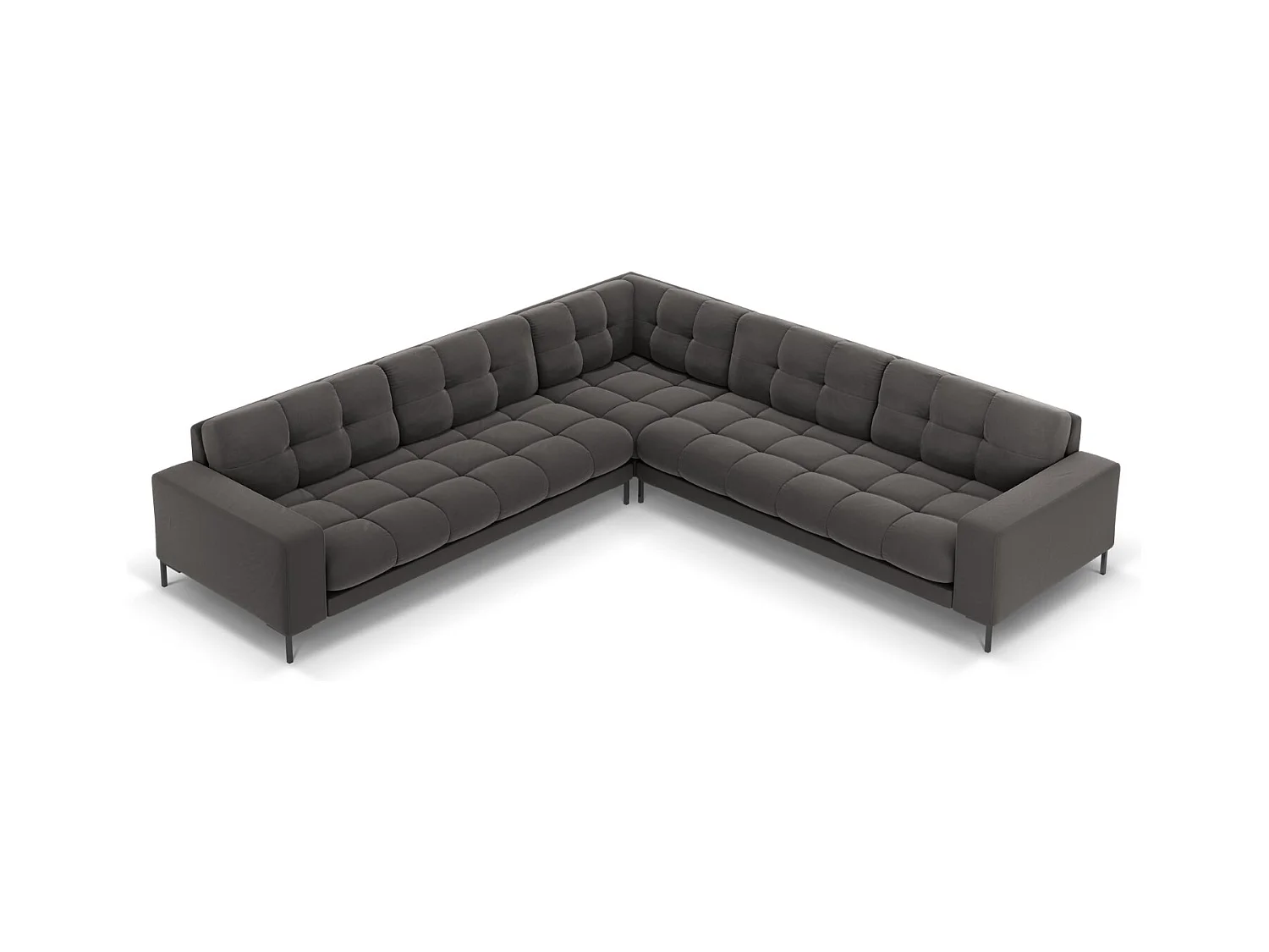 Cosmopolitan Design - Symmetrische hoekbank "Bali" 6 zitplaatsen, Flueel, Donkergrijs - 256x256x75cm