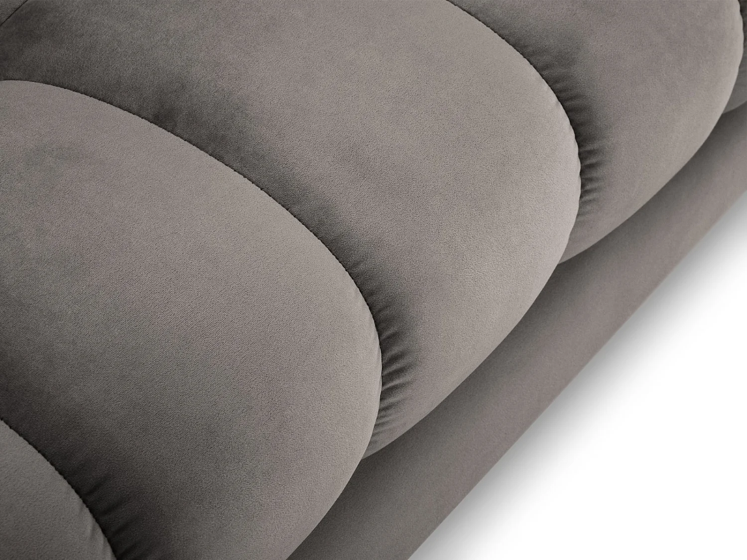 Cosmopolitan Design - 7-Sitzer Panoramasofa "Bali" aus Samt hellgrau - 383x185x75cm