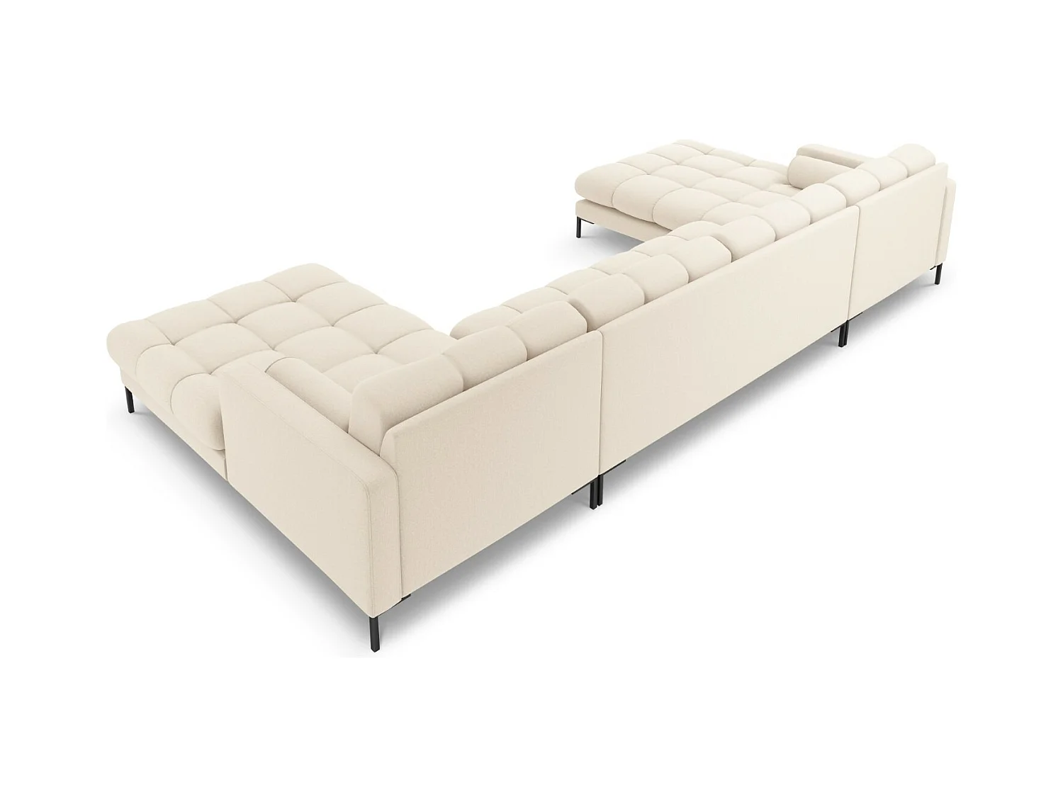 Cosmopolitan Design - 7-Sitzer Panoramasofa "Bali" aus strukturiertem Stoff leichtes beige - 383x185x75cm