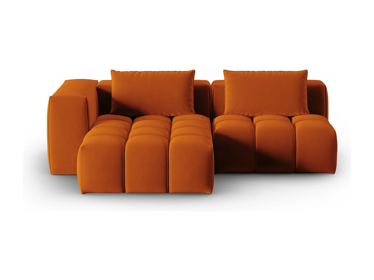 CXL by Christian Lacroix - Modulaire hoekbank links "Lorella" 3 zitplaatsen, Flueel, Terracotta - 205x145x70cm