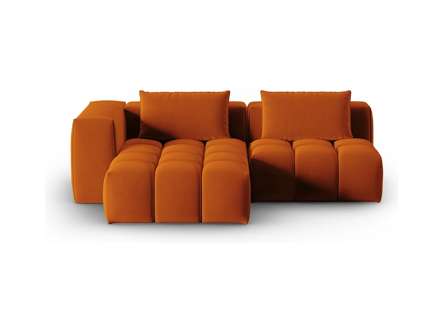CXL by Christian Lacroix - Modulaire hoekbank links "Lorella" 3 zitplaatsen, Flueel, Terracotta - 205x145x70cm