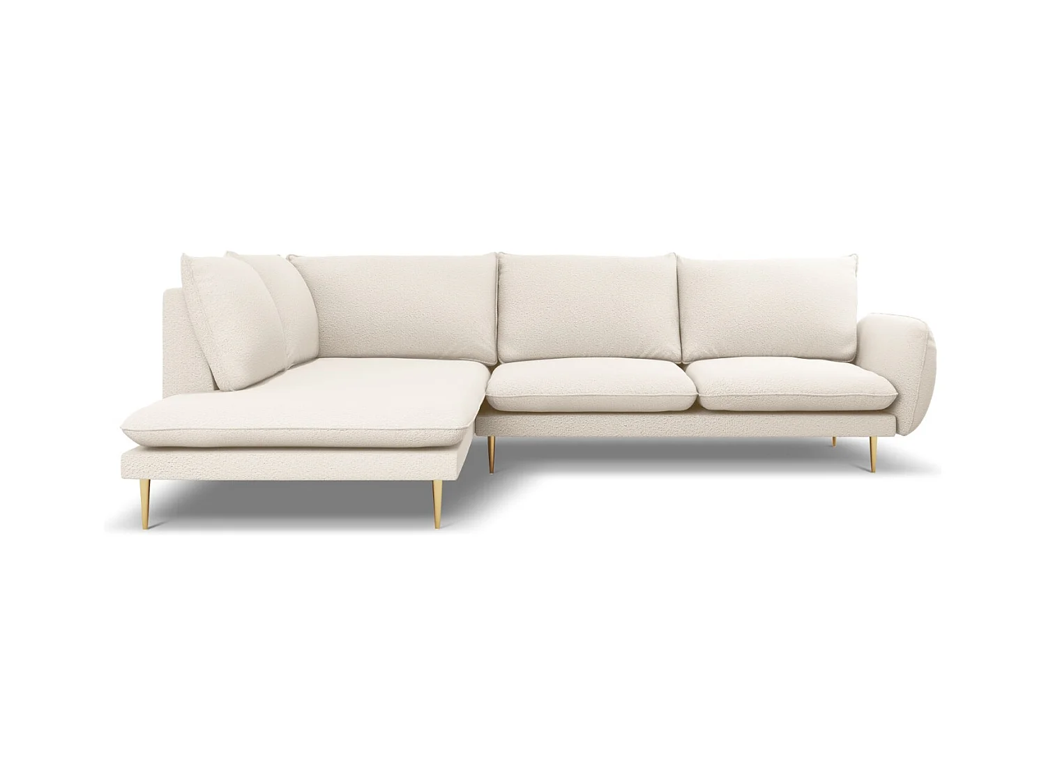 Cosmopolitan Design - Sofá de canto esquerdo "Vienna" 6 lugares em tecido bouclé bege - 275x185x95cm