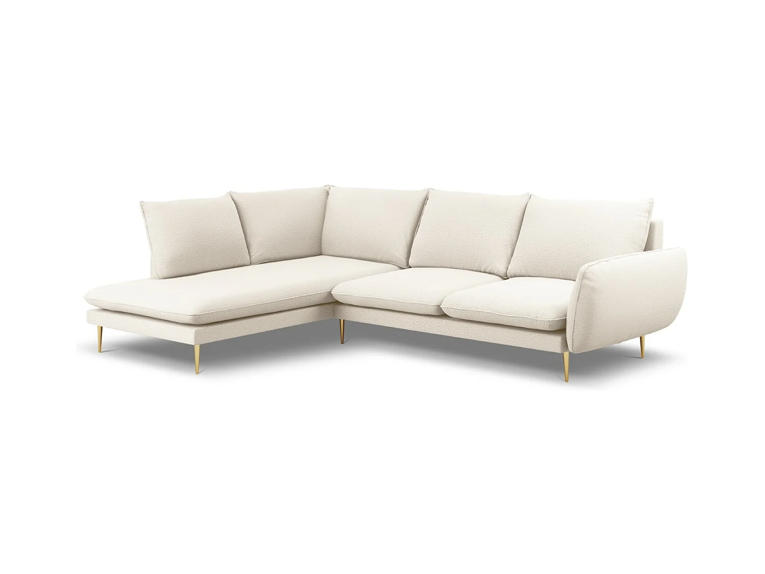 Cosmopolitan Design - Sofá de canto esquerdo "Vienna" 6 lugares em tecido bouclé bege - 275x185x95cm
