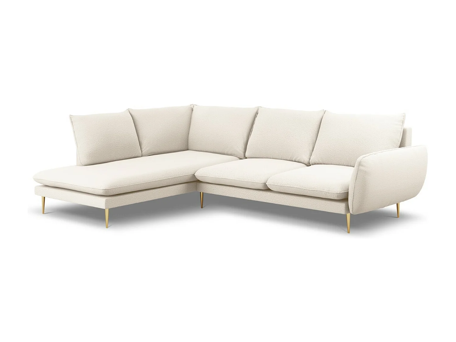 Cosmopolitan Design - Canapé d'angle gauche "Vienna" 6 places en bouclé beige - 275x185x95cm