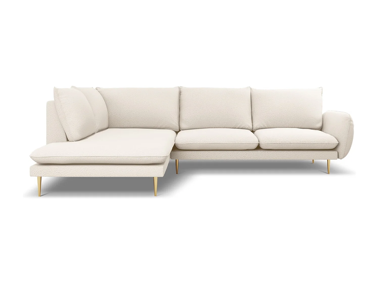 Cosmopolitan Design - Canapé d'angle gauche "Vienna" 6 places en bouclé beige - 275x185x95cm