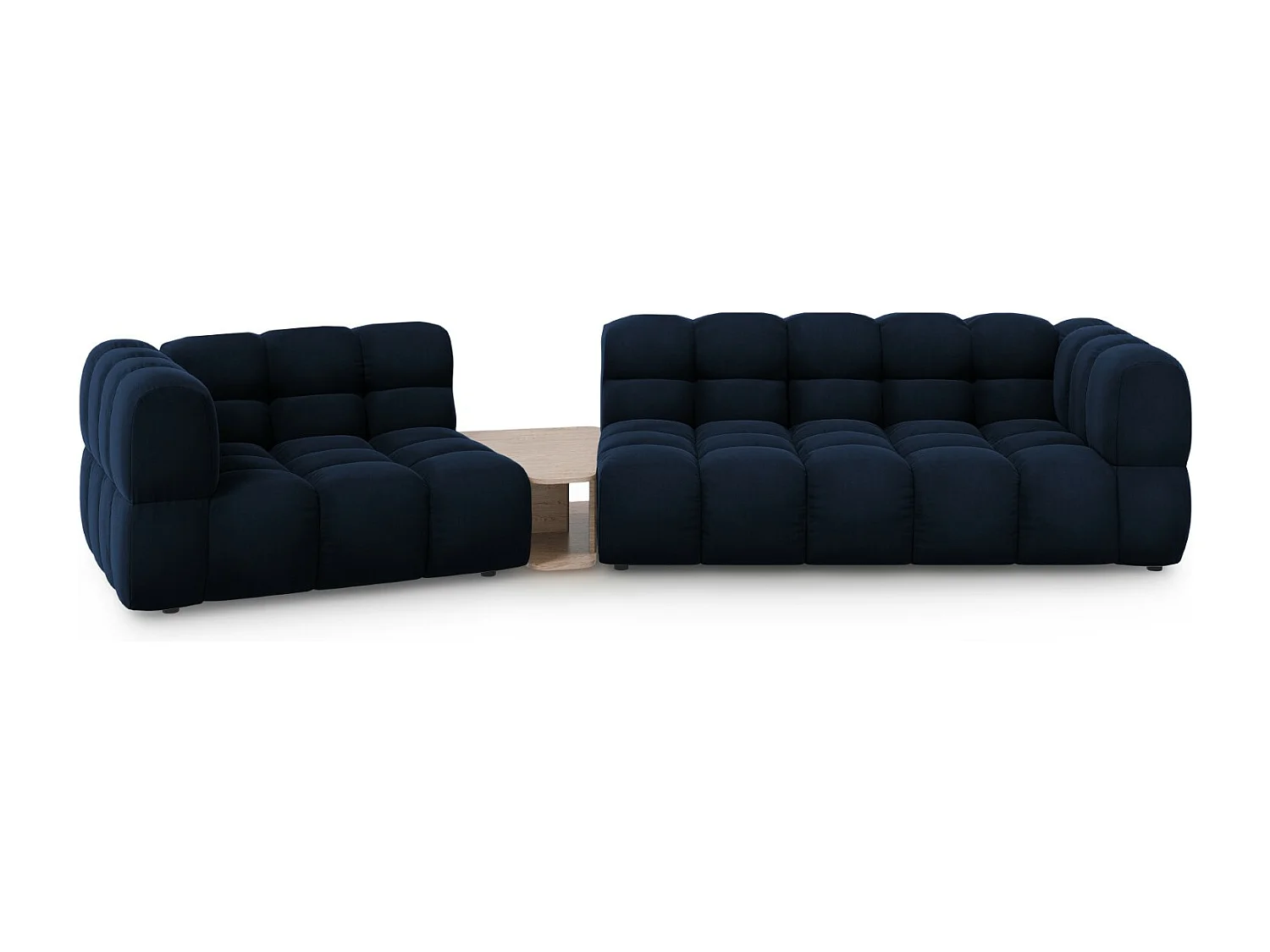 Cosmopolitan Design - Sofa modułowa bok lewy, "Sky" 3 miejsca welur, błękit królewski - 353x148x75cm