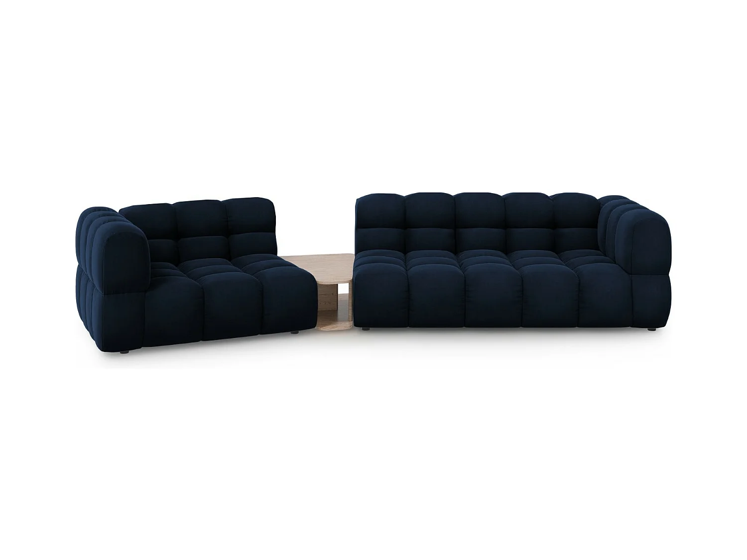 Cosmopolitan Design - Canapé modulable gauche "Sky" 3 places en velours bleu roi - 353x148x75cm