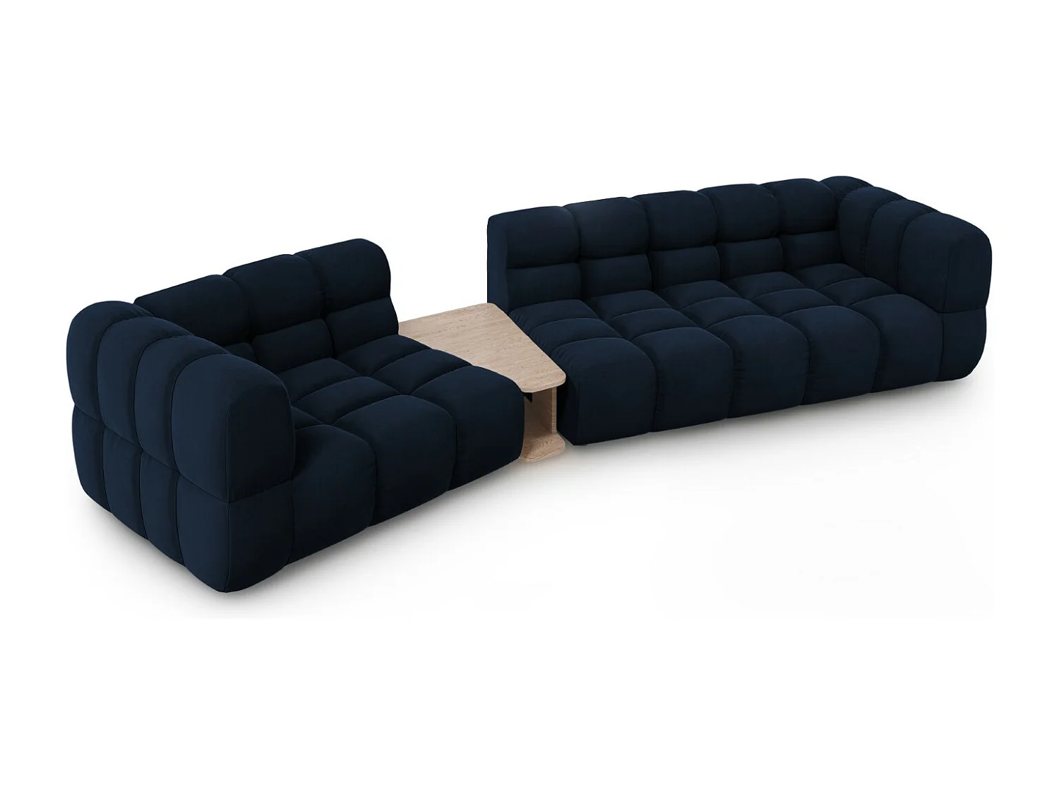 Cosmopolitan Design - Canapé modulable gauche "Sky" 3 places en velours bleu roi - 353x148x75cm
