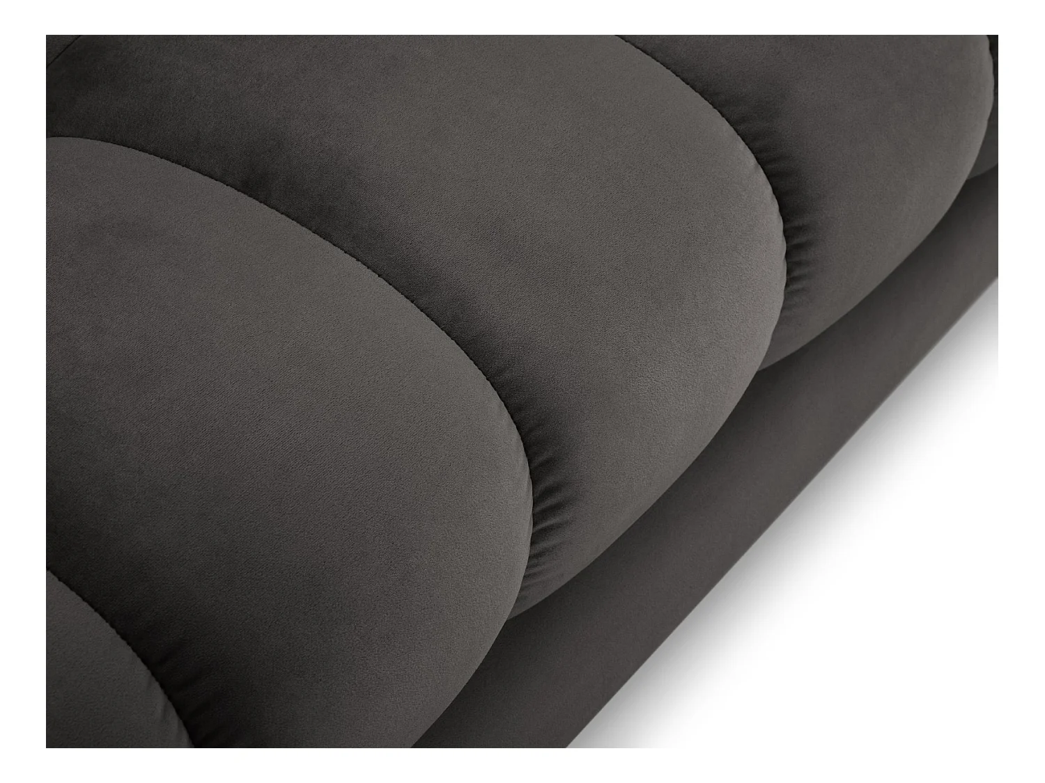 Cosmopolitan Design - Divano panoramico "Bali" 7 posti in velluto grigio scuro - 383x185x75cm
