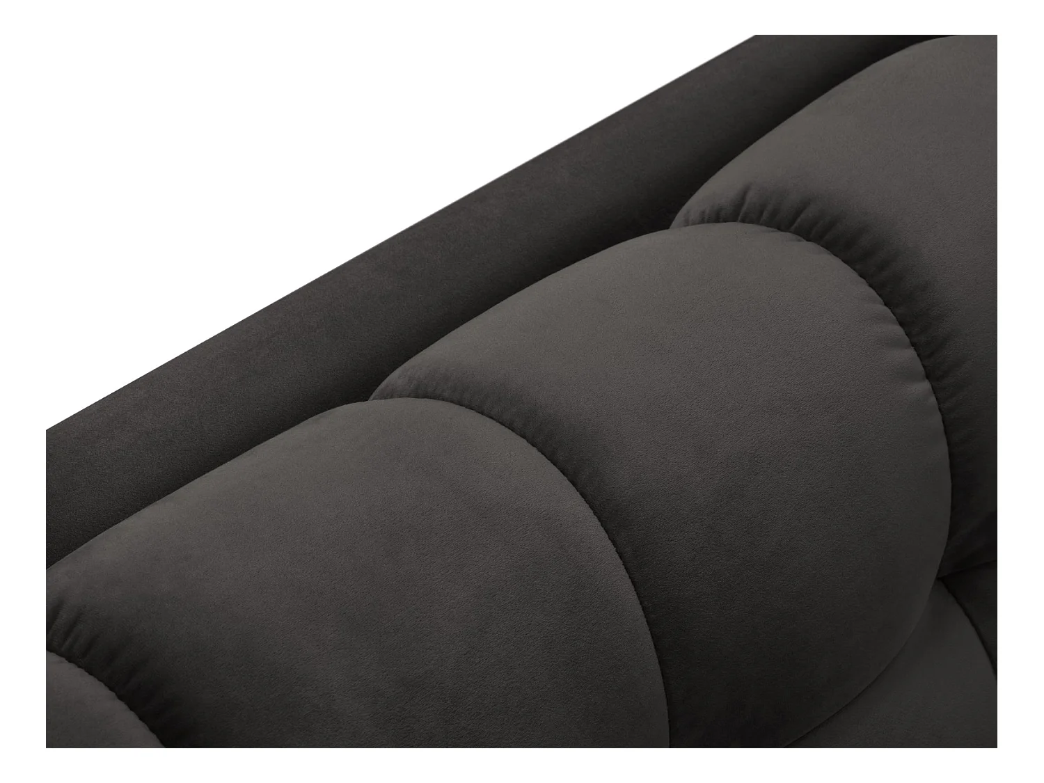 Cosmopolitan Design - Divano panoramico "Bali" 7 posti in velluto grigio scuro - 383x185x75cm
