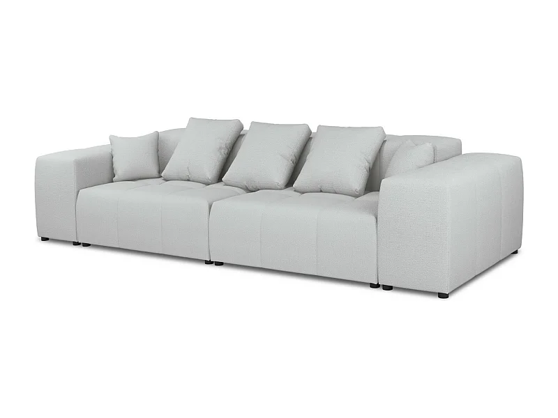 Cosmopolitan Design - 3-Sitzer modulares Sofa "Rome" aus strukturiertem Stoff hellgrau - 320x120x75cm