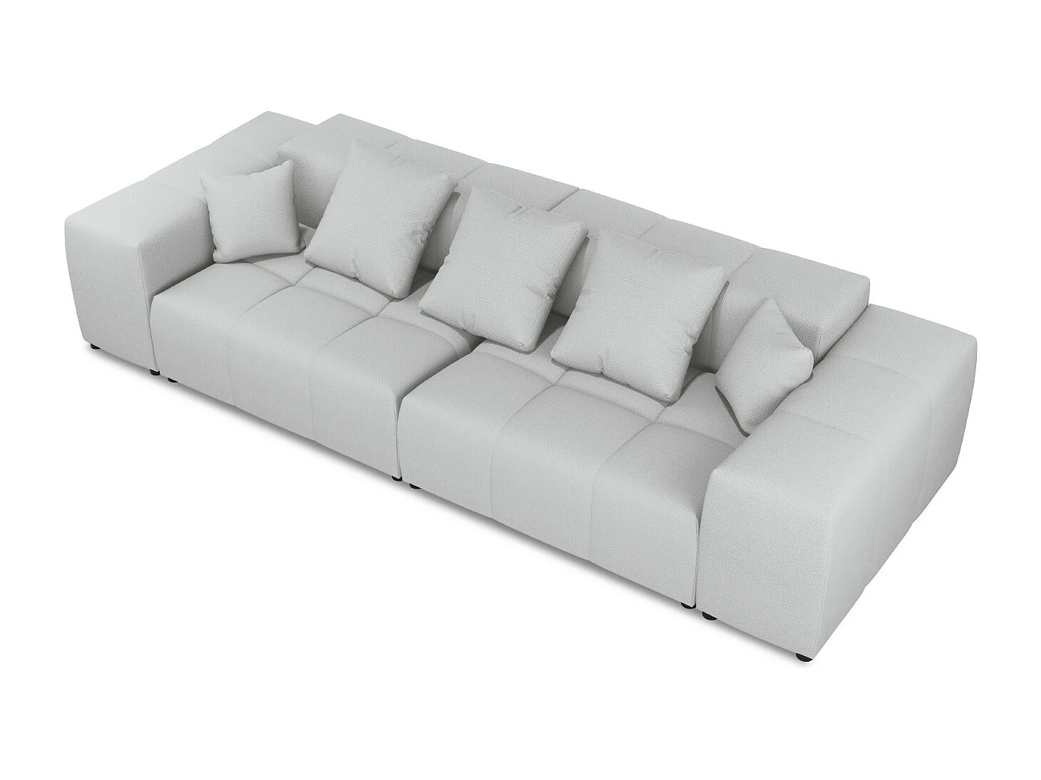 Cosmopolitan Design - Sofá modular "Rome" 3 lugares em tecido estrutural cinza claro - 320x120x75cm