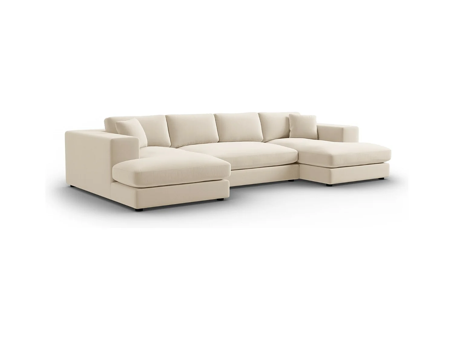 CXL by Christian Lacroix - Canapé panoramique "Tendance" 5 places en velours beige - 344x170x72cm