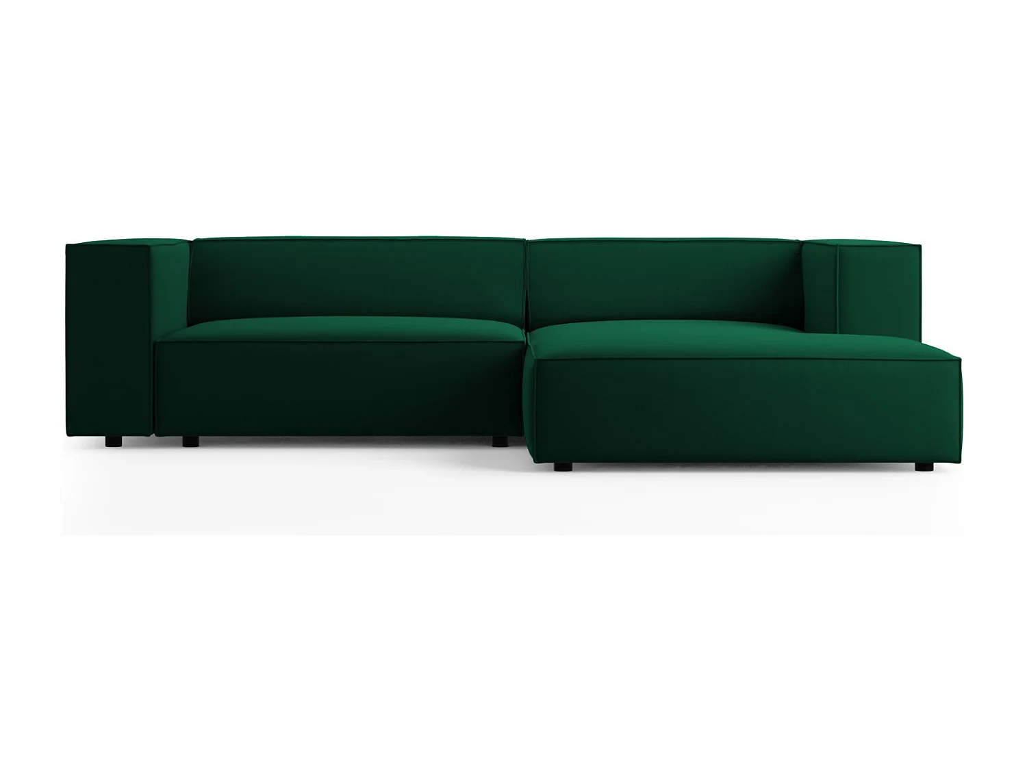 Cosmopolitan Design - Canapé d'angle droit "Arendal" 3 places en velours vert bouteille - 224x166x70cm