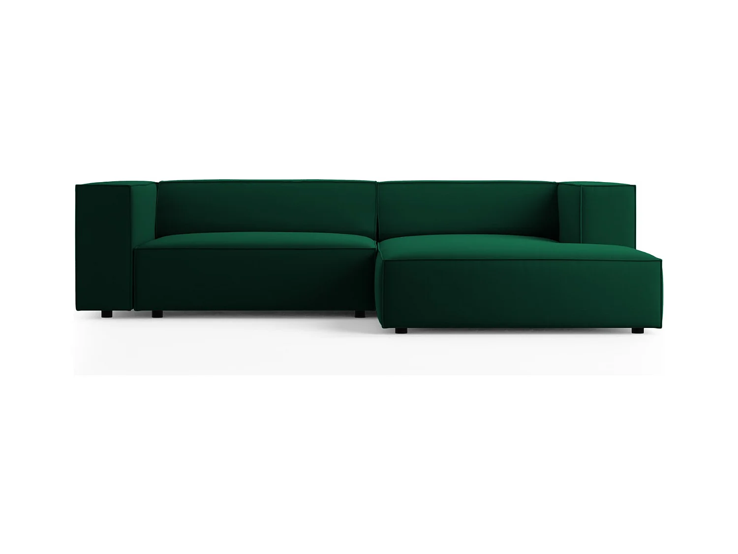Cosmopolitan Design - Canapé d'angle droit "Arendal" 3 places en velours vert bouteille - 224x166x70cm