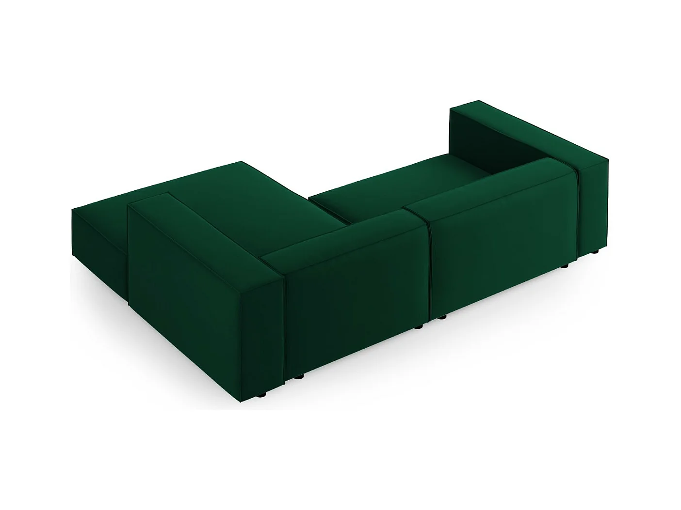 Cosmopolitan Design - Canapé d'angle droit "Arendal" 3 places en velours vert bouteille - 224x166x70cm