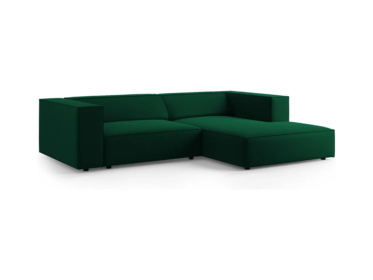 Cosmopolitan Design - Canapé d'angle droit "Arendal" 3 places en velours vert bouteille - 224x166x70cm