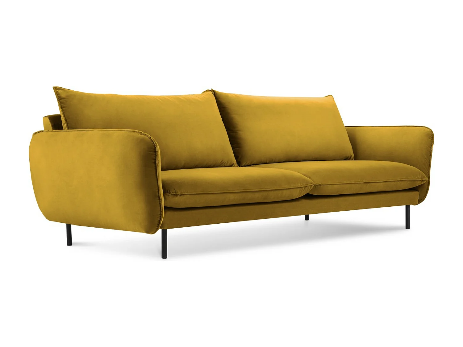 Cosmopolitan Design - Canapé "Vienna" 4 places en velours jaune - 230x92x95cm
