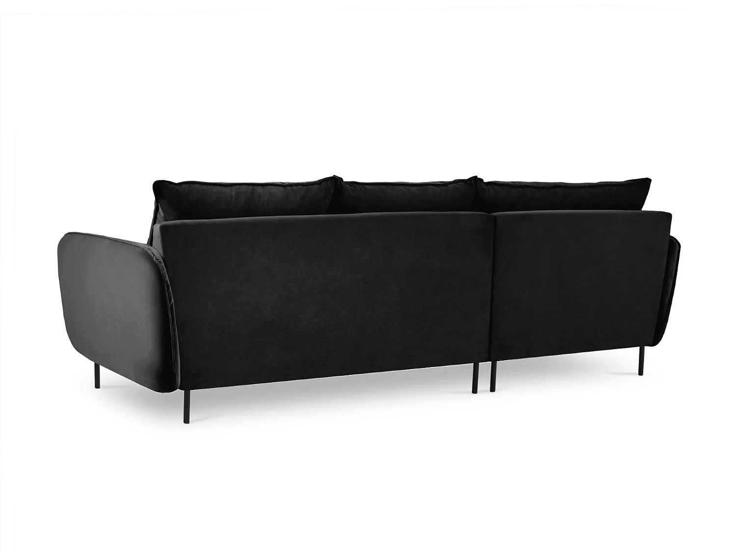 Cosmopolitan Design - Linker hoekbank "Vienna" 5 zitplaatsen, Flueel, Zwart - 255x170x95cm
