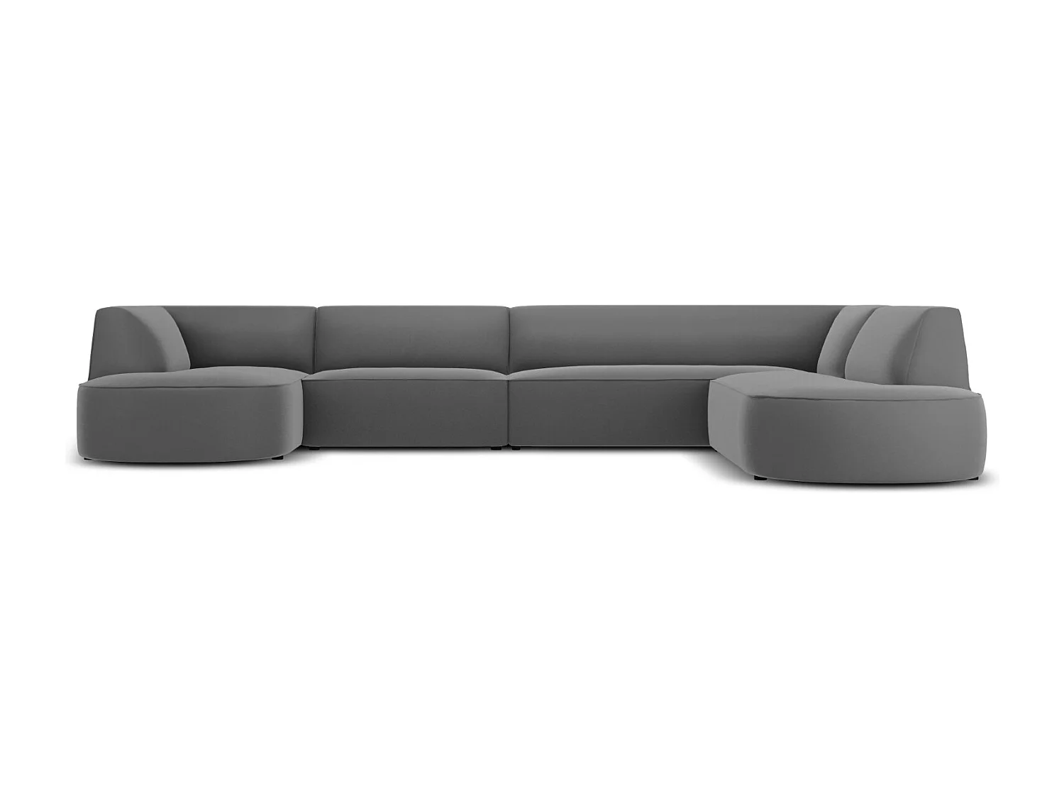 CXL by Christian Lacroix - Sofá de canto direito panorâmico "Charles" 7 lugares em veludo cinza escuro - 366x273x69cm