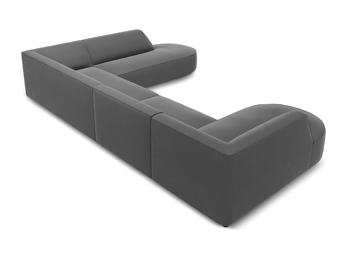 CXL by Christian Lacroix - Sofá de canto direito panorâmico "Charles" 7 lugares em veludo cinza escuro - 366x273x69cm