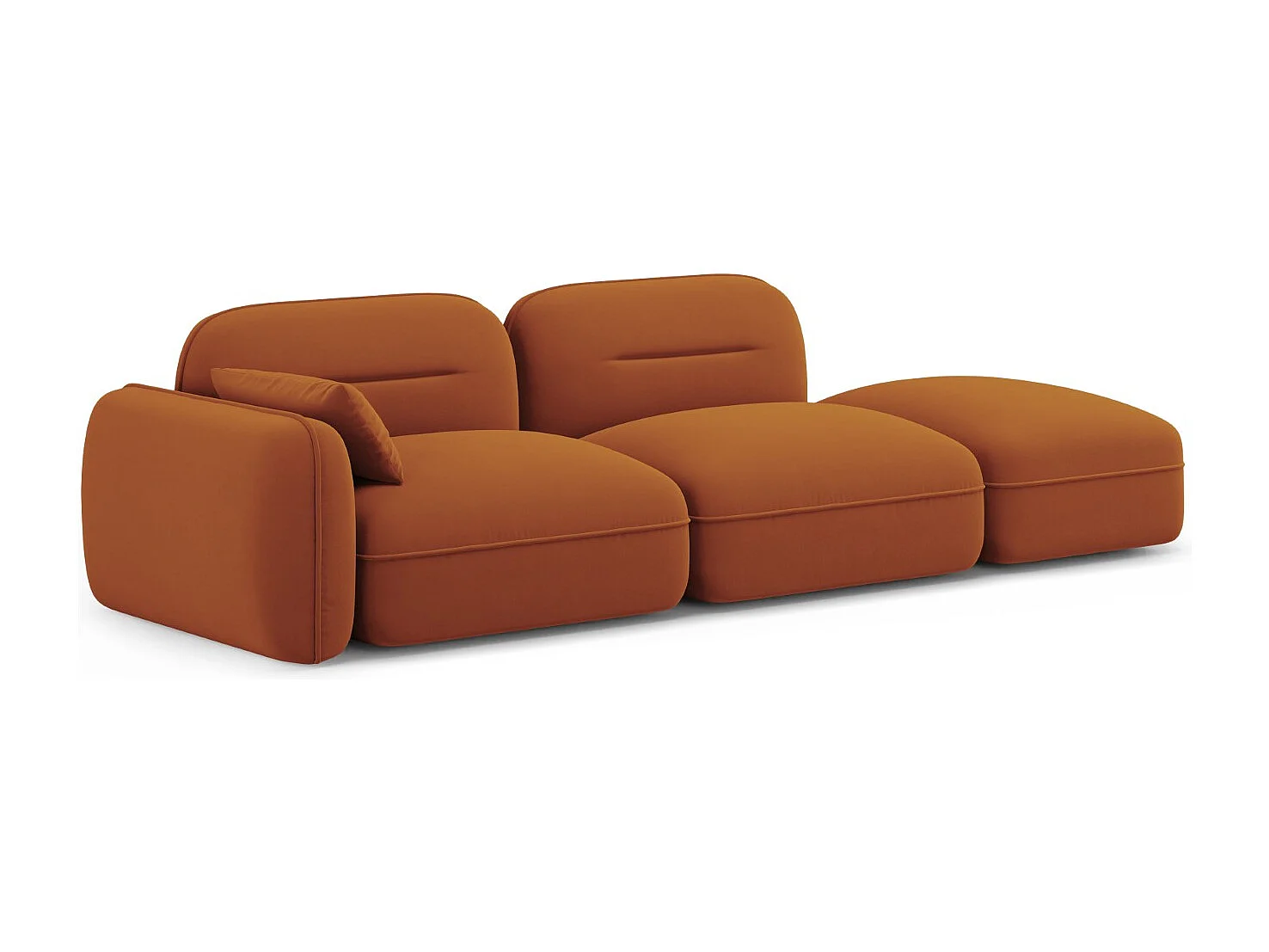 Cosmopolitan Design - Sofá modular derecho "Sydney" 3 plazas de terciopelo terracota - 295x90x70cm