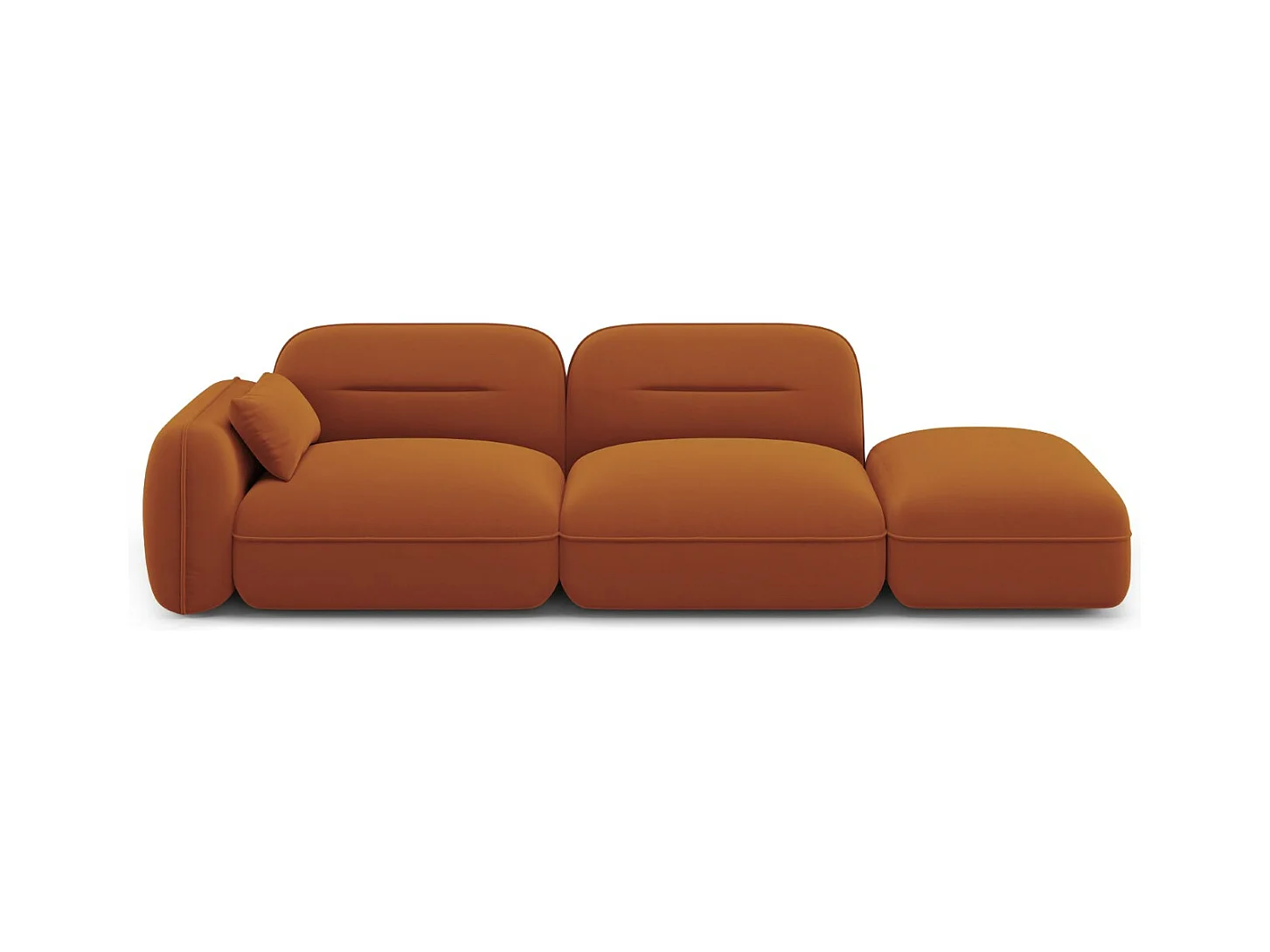 Cosmopolitan Design - Rechte modulaire bank "Sydney" 3 zitplaatsen, Flueel, Terracotta - 295x90x70cm