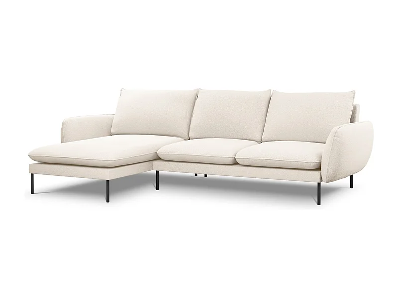 Cosmopolitan Design - 5-Sitzer Ecksofa links "Vienna" aus Boucle beige - 255x170x95cm