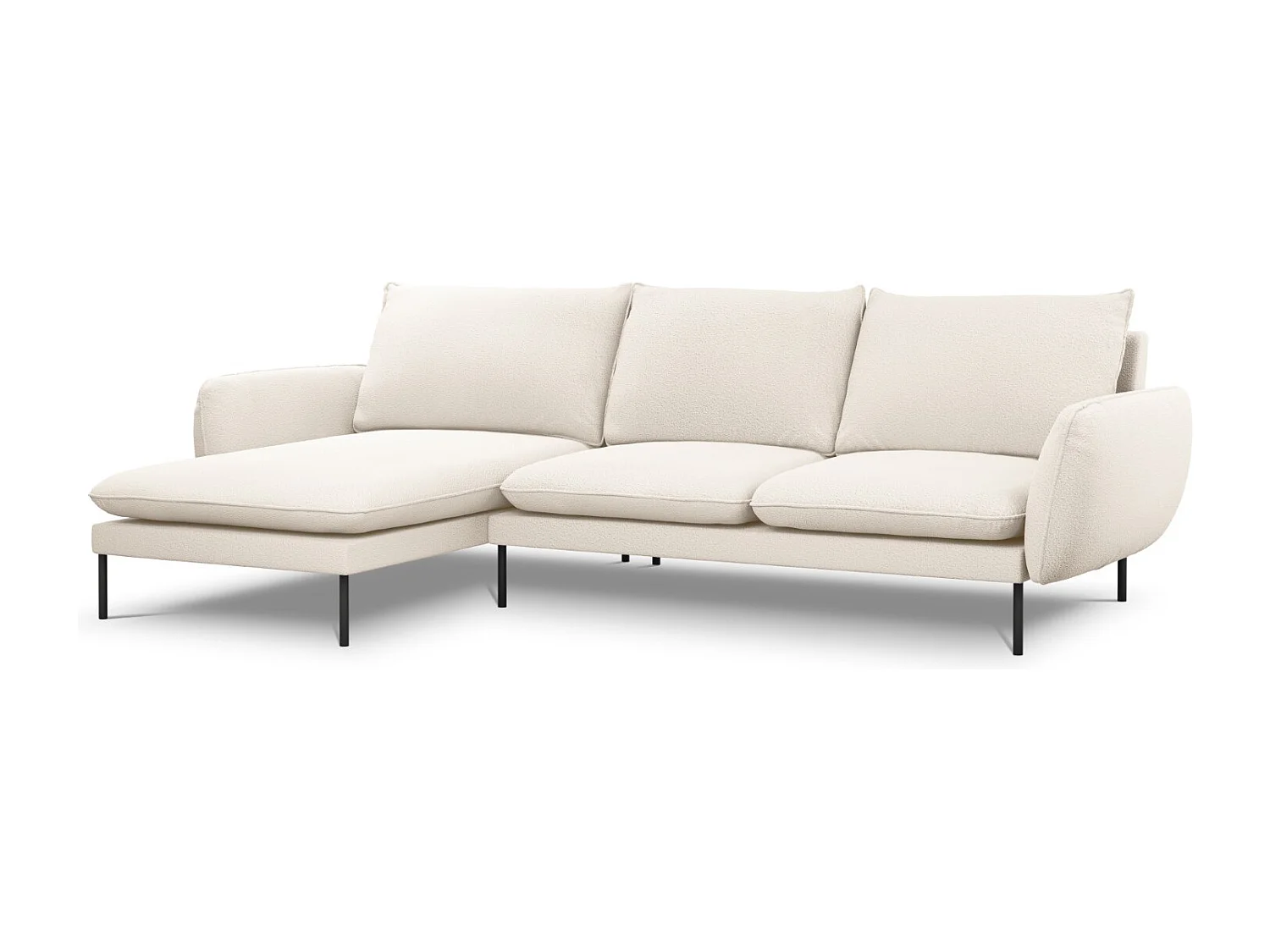 Cosmopolitan Design - Linker hoekbank "Vienna" 5 zitplaatsen, Boucle, Beige - 255x170x95cm