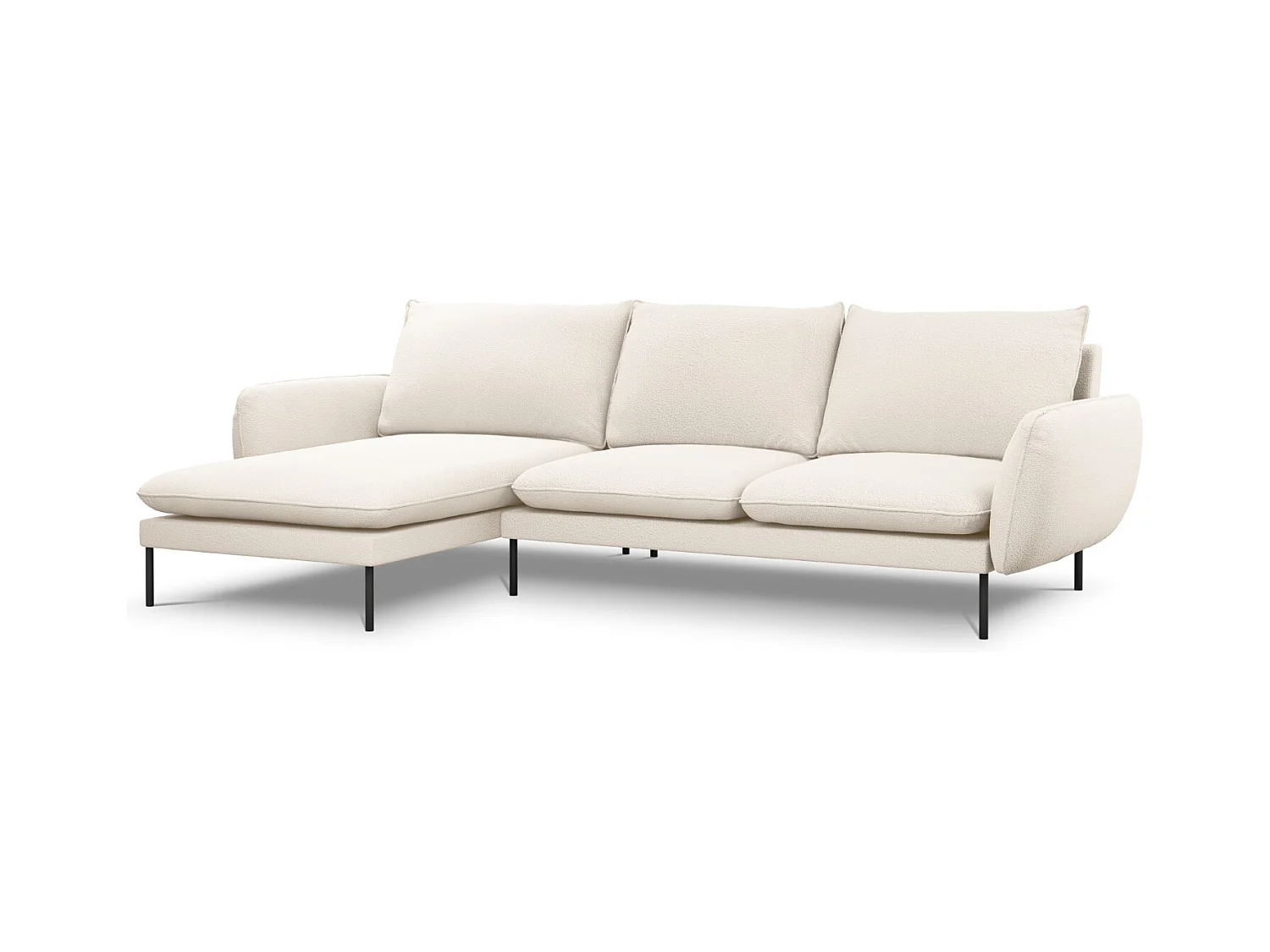 Cosmopolitan Design - Linker hoekbank "Vienna" 5 zitplaatsen, Boucle, Beige - 255x170x95cm