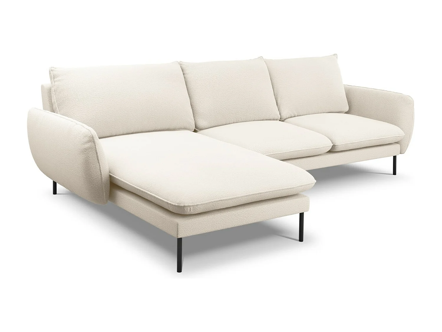 Cosmopolitan Design - Canapé d'angle gauche "Vienna" 5 places en bouclé beige - 255x170x95cm