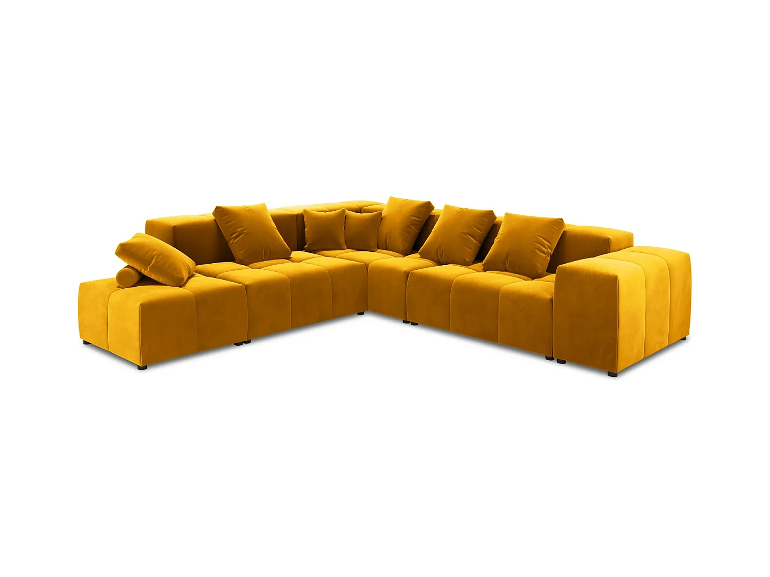 Cosmopolitan Design - Symmetrische modulaire hoekbank "Rome" 7 zitplaatsen, Flueel, GEEL - 320x320x75cm