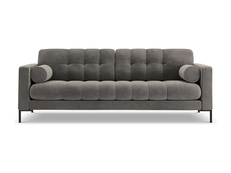 Cosmopolitan Design - 4-Sitzer Sofa "Bali" aus Samt hellgrau - 217x92x75cm