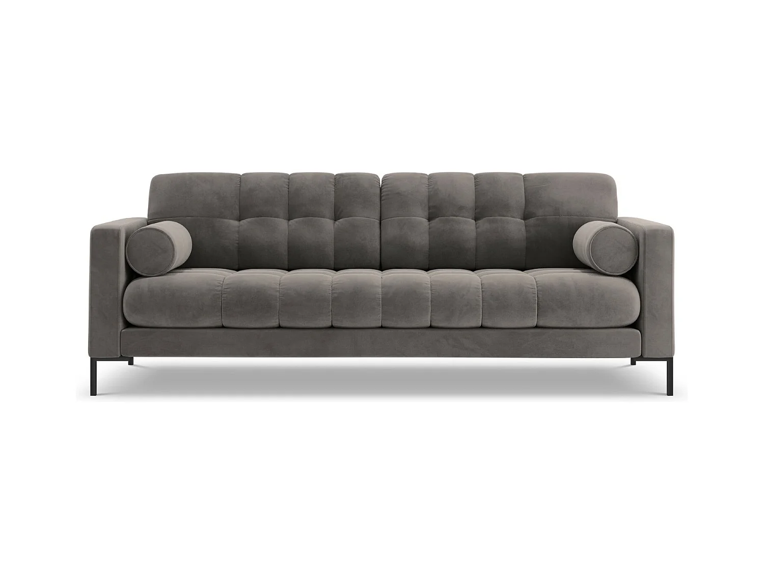 Cosmopolitan Design - Bank "Bali" 4 zitplaatsen, Flueel, Lichtgrijs - 217x92x75cm