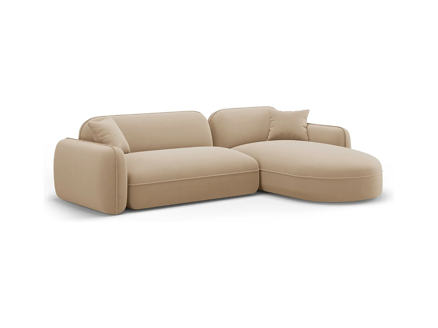 CXL by Christian Lacroix - Canapé d'angle droit modulable "Lucien" 4 places en velours le sable - 275x165x70cm